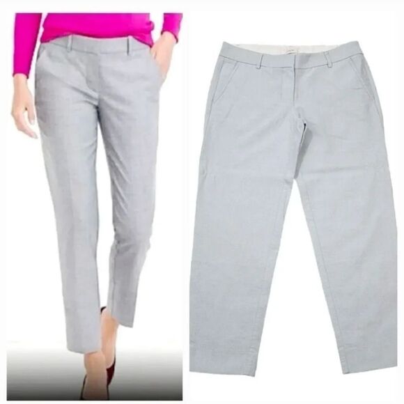 J. Crew Skimmer Oxford Cotton Crop Trouser Pants in Gray Size 4 - Picture 1 of 10
